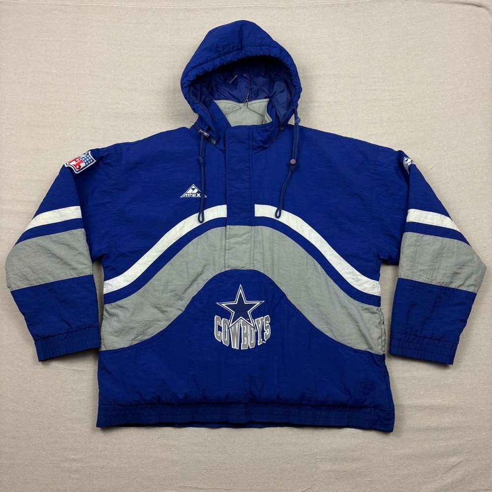 Vintage 90s Dallas‎ Cowboys NFL Apex One Pro Line Pullover Puffer Jacket Men L